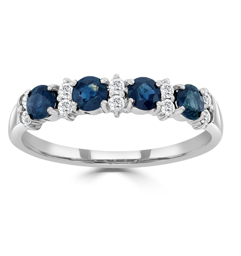 Sapphire 0.70ct And Diamond 9K White Gold Ring